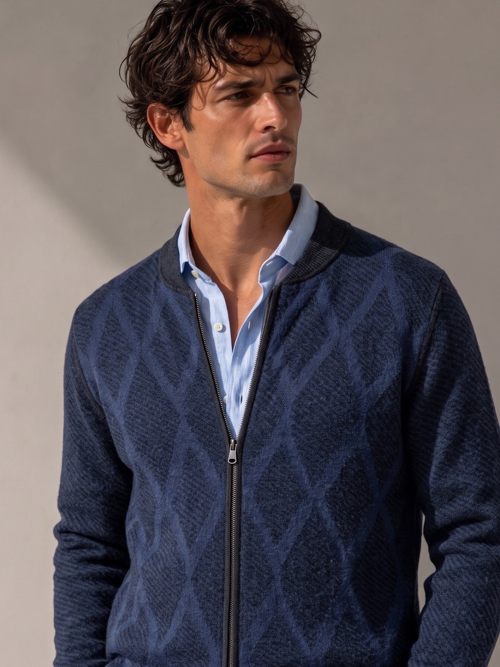 Sol Alpaca Reversible Zipper Cardigan Sweater Sz S Black Blue Baby Alpaca Peru